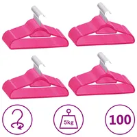 VidaXL 100 Stk. Kleiderbügel-Set Anti-Rutsch Rosa Samt