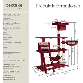 Tectake Marcel 105 x 60 x 141 cm weinrot