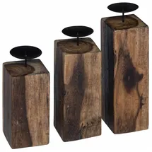 vidaXL Kerzenhalter 3 Pcs Holz Braun
