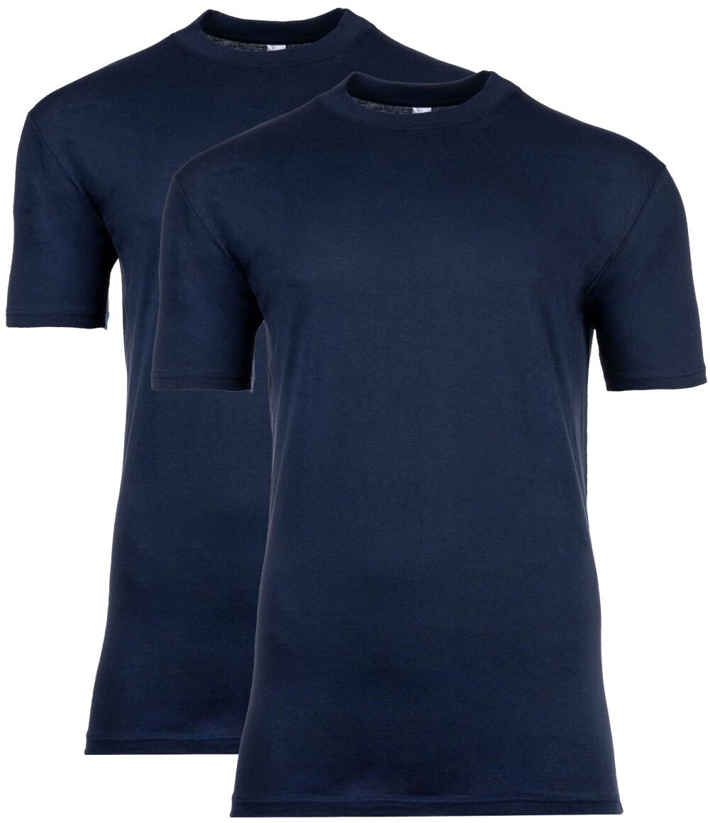HOM Herren T-Shirt Crew Neck 2er Pack - Tee Shirt Harro New, kurzarm, Rundhals, einfarbig Blau XL