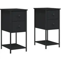 VidaXL Nachttische 2 Stk Schwarz 32x42x70 cm Holzwerkstoff