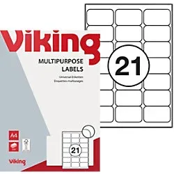 Viking Etiketten Selbstklebend Spezial Weiß 6,35 x 3,81 cm 100 Blatt à 21 Etiketten
