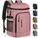 Capolo Kühlrucksack, isoliert, wasserdicht, für Damen und Herren, auslaufsicher, Thermotasche, weiche Reise-Kühltasche, tragbar, Eistruhe, Lunch-Rucksack für Camping, Picknick, Rot, 36 Dosen