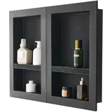 Vevor Duschnische, 40,6 x 61 cm + 40,6 x 61 cm Wandnische mit beweglichem Regal, 10,2 cm dicker moderner Seifen- & Shampoo-Aufbewahrungs-Organizer, schwarz für Badezimmerdusche