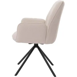 Mendler Esszimmerstuhl HWC-G67 Stoff Bouclé creme