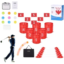 VEVOR Golfspiel Set 6-Loch tragbares Outdoor-Eimer-Golfspiel für Familie 9 Bälle