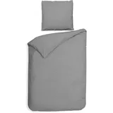 Bettwäsche HECKETT & LANE "Punto", grau (glacier grau), B/L: 155cm x 220cm, 1 Stk., 1 Stk., Mako-Satin, B/L: 80cm x 80cm, 2 Stk., Mako-Satin, Obermaterial: 100% Baumwolle, Bettwäsche, Bettwäsche, gepunktet, 100% Baumwolle ab 135x200 cm.