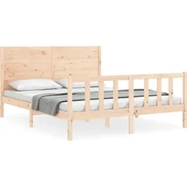 vidaXL Massivholzbett 160 x 200 cm Beige