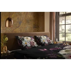 PURE luxury collection Marleen Blumen/Blätter Bordeaux 200 x 200 cm + 2 x 80 x 80 cm