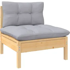 vidaXL 12-tlg. Garten-Lounge-Set mit Grauen Kissen Massivholz Kiefer