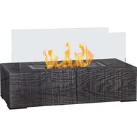 HOMCOM Tischkamin, Bio-Ethanol Kamin, 0,15 L Tischfeuer, tragbarer Indoor-Kamin mit Holzoptik, Edelstahl, 1000BTU, 33 x 16 x 18 cm   Aosom