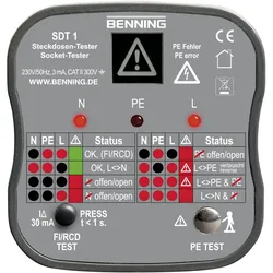 Benning SDT 1 Steckdosentester CAT III 300 V LED, LCD 020053
