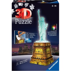 Ravensburger 3D-Puzzle »Freiheitsstatue bei Nacht«, 108 Puzzleteile, mit Farbwechsel LEDs; Made in Europe, FSC® - schützt Wald - weltweit
