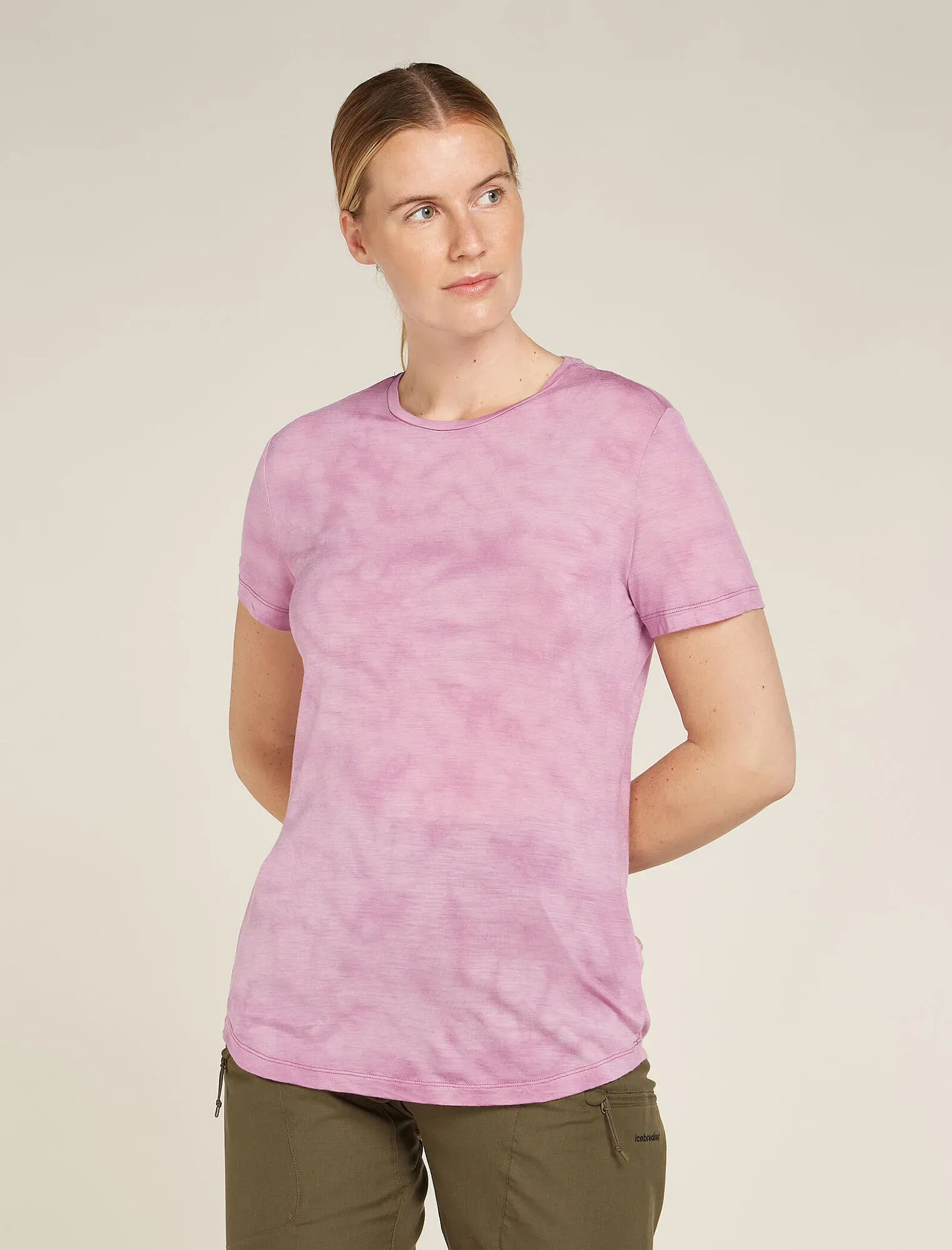 Icebreaker Women Merino Blend 125 Cool-lite Sphere Short Sleeve Tee Cloud Dye deco lt/deco cd (03L) L