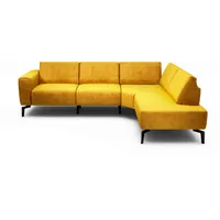 Sensoo Ecksofa Cosy, Gelb, Metall, 5-Sitzer, Ottomane rechts, L-Form, 256x193 cm, Stoffauswahl, Armteil links, rechts, Wohnzimmer, Sofas & Couches, Wohnlandschaften, Ecksofas