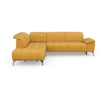 Ecksofa SIT & MORE "Cool L-Form" Sofas Gr. B/H/T: 272cm x 79cm x 220cm, Luxus-Microfaser Paris, Ottomane links, mit Kopfteilverstellung, gelb (senf) wahlweise mit Kopfteilverstellung und Vorziehsitz, motorisch