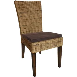 Esszimmer Rattanstuhl Korbstuhl nachhaltig Cardine cabana braun mit Sitzkissen