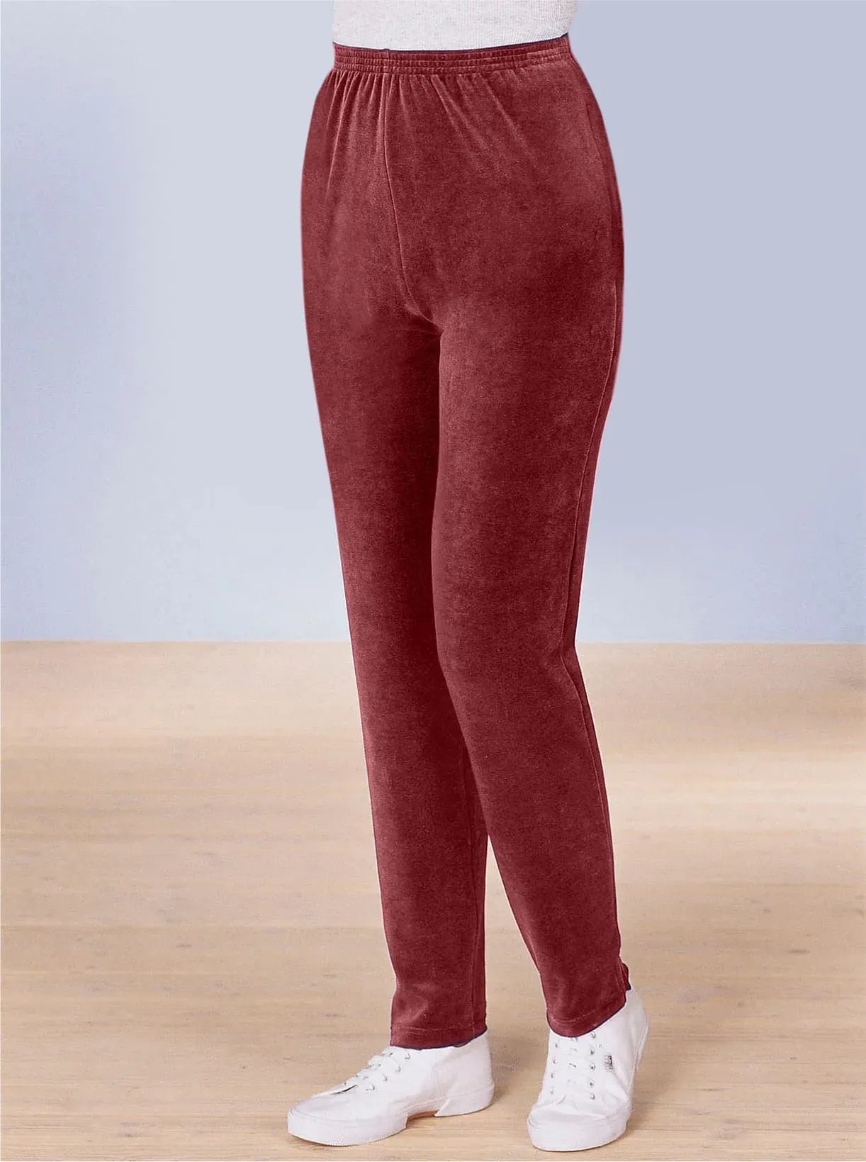 Nickihose CLASSIC BASICS, Damen, Gr. 44/46, Normalgrößen, rot (bordeaux), 80% Baumwolle, 20% Polyester, unifarben, lang, Hosen