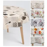 laro Tischdecke 140cm rund Wachstuchtischdecke mit Saum Liebestraum Rot Weiß