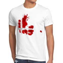 style3 Print-Shirt Herren T-Shirt Flagge Dänemark Fußball Sport Denmark WM EM Fahne weiß M