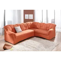 Ecksofa DOMO COLLECTION "Papenburg B/T/H: 242/190/84 cm L-Form", orange (terrakotta), B:242cm H:84cm T:190cm, Struktur ( 90% Polyester, 10% Polyacryl), Microfaser PRIMABELLE (100% Polyester), Kunstleder SOFTLUX, Luxus-Microfaser (100% Polyester), Sofas, wahlweise mit Bettfunktion, Langer Schenkel links oder rechts