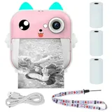 Mini Thermodrucker mit Kamera 2.5 Zoll LCD Bluetooth USB-C 1000 mAh Rosa Drucken