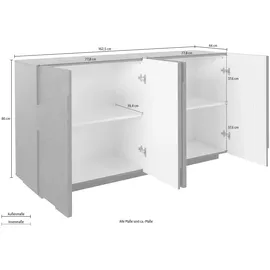 Home Affaire Sideboard 162,5 x 44 x 86 cm Grau
