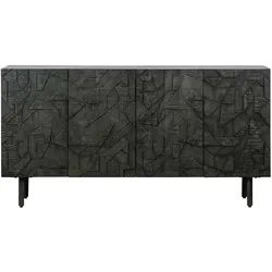 Design Sideboard mit geschnitzter Front Schwarz