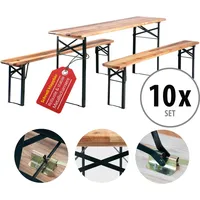 10x Bierzeltgarnitur Festzeltgarnitur Biertischgarnitur Bierbank Biertisch Holz