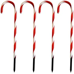 4er Set LED-Gartenleuchtstäbe Zuckerstange