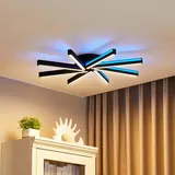 LUCANDE Smart LED-Deckenleuchte Tjado, Ø70 cm, schwarz, RGBW
