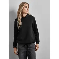 STREET ONE Gr. 42, schwarz Damen Sweatshirts mit Tunnelzug am Saum