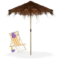 relaxdays Sonnenschirm Hawaii rund, braun Ø 215,0 cm