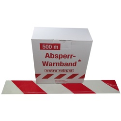 FLUID 100471 Absperrband Warnband ROBUST Rot Weiß quer gestreift Länge 500m