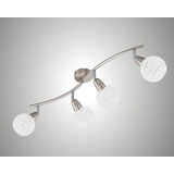 Trango 4-flammig dimmbar LED Deckenleuchte 1001-42SD Deckenlampe in Edelstahl-Look mit Design Gläsern incl. 4x LED Leuchtmittel 3000K warmweiß, Deckenstrahler, Wohnzimmer Lampe, Spots schwenkbar