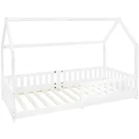 ML-Design Kinderbett 90x200 cm mit Rausfallschutz Dach Lattenrost Weiß
