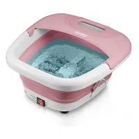 First Austria TZS FIRST AUSTRIA Fußmassagegerät mit Massagefunktion 500W, 3 Aufsätze & 8 Massagerollen, bis Größe 47, Vibrations- und Sprudelmassage, Rotlicht-LED & Heizfunktion, Klappbar