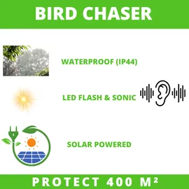Weitech Vogelabwehr zum vor Schäden durch Vögel - mit LED Lichtblitzen und Akustisch