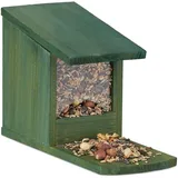 Relaxdays Eichhörnchen Futterhaus, Futterkasten f. Eichhörnchen, zum Aufstellen, Holz, Hbt 17,5 x 12 x 25 cm, dunkelgrün
