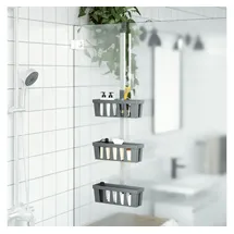 vidaXL Duschregal zum Hängen 30x15x(67-105) cm Aluminium
