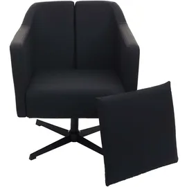 Mendler Lounge-Sessel HWC-H93b Kunstleder 72 x 80 x 72 cm Schwarz drehbar mit Kissen