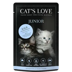 Cat's Love Junior 85g Beutel Katzennassfutter 12 x 85 Gramm Kalb Pur mit Eierschalen & Lachsöl