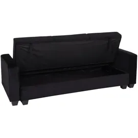 Mendler Sofa HWC-H47 mit Ottomane, Couch Sofa Gästebett, Schlaffunktion Stauraum 217x145cm ~ Samt schwarz