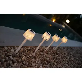 NEW GARDEN Erdspießleuchte 4er Set Kunststoff 4 Stück weiß