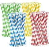 Strohhalm Papier,500 Stück Bunte Papierstrohhalme,rinkhalme Papier Biologisch Abbaubare,für Partys, Hochzeiten und Anlässe, Party Strohhalme