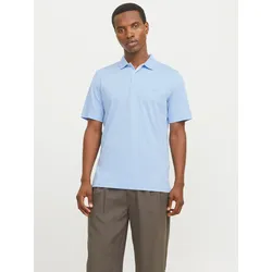 Poloshirt JACK & JONES "JPRCCRODNEY SS POLO SN", Herren, Gr. XXL, blau (chambray blau), Jersey, Obermaterial: 50% Baumwolle, 50% Polyester, unifarben, Basic, regular fit, Kurzarm, Shirts