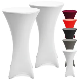Beautissu Stehtischhusse Stella Weiß Ø 60-65 cm 2er Set