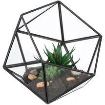 Relaxdays Pflanzenterrarium Glas & Zinn