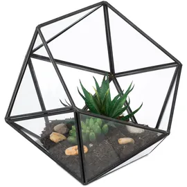 Relaxdays Pflanzenterrarium Glas & Zinn