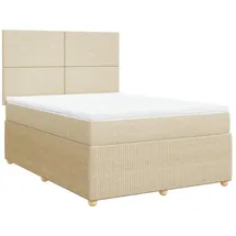 vidaXL Boxspringbett mit Matratze Creme 160x200 cm Stoff